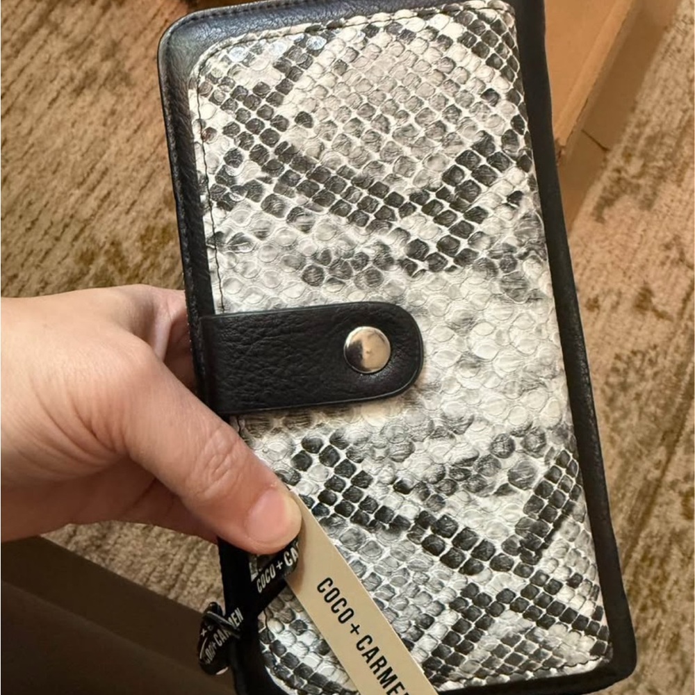 Coco + Carmen Black and White Snakeskin Wallet